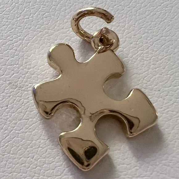 GOLD AUTISM PUZZLE PIECE CHARM - Picture 2 of 4